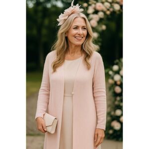 Badgely Mischka Vintage Longline Formal Pink Duster Cardigan Size 4